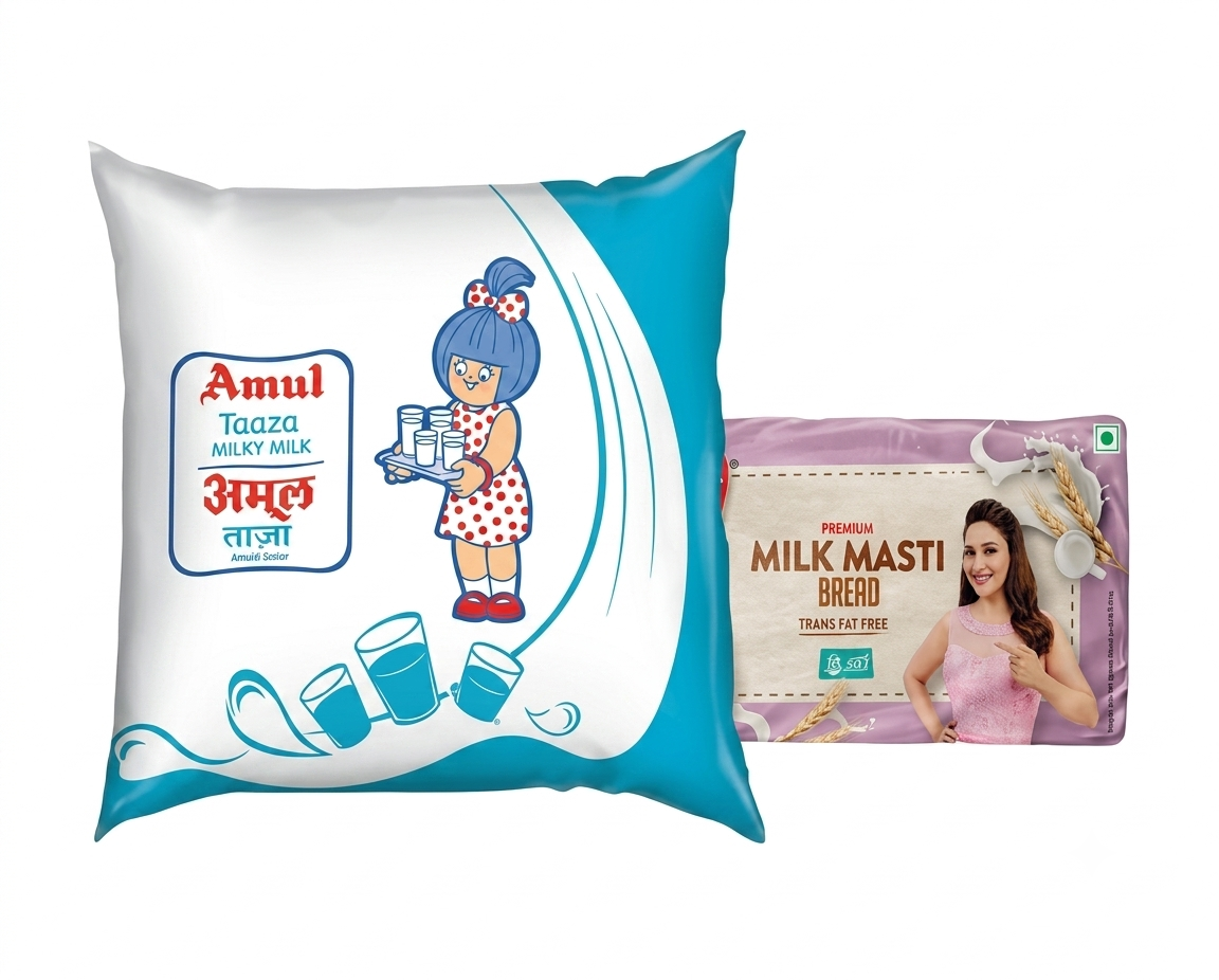 Milk pouch and bread pack