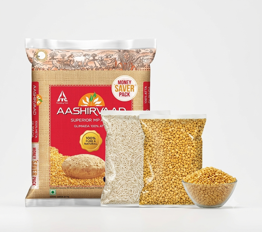 Atta, rice and dal packs
